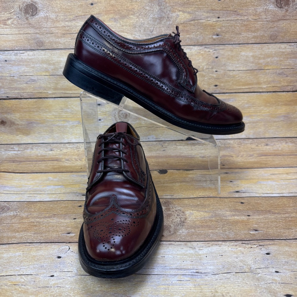 Vintage Dexter USA Dress Shoes Men 10.5 C Burgundy Wingtip‎ Longwing Brogue